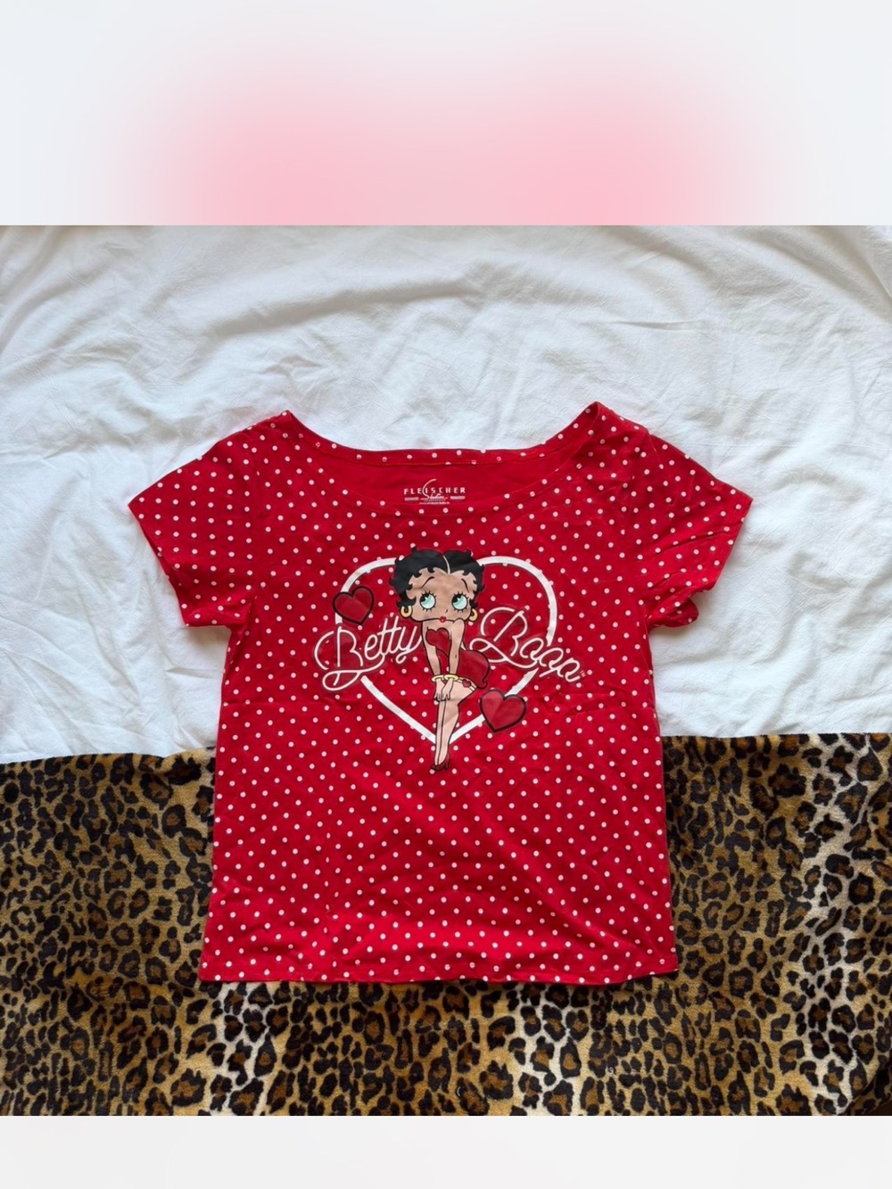 Betty Boop Red Polka Dot women’s off the shoulder' Tee